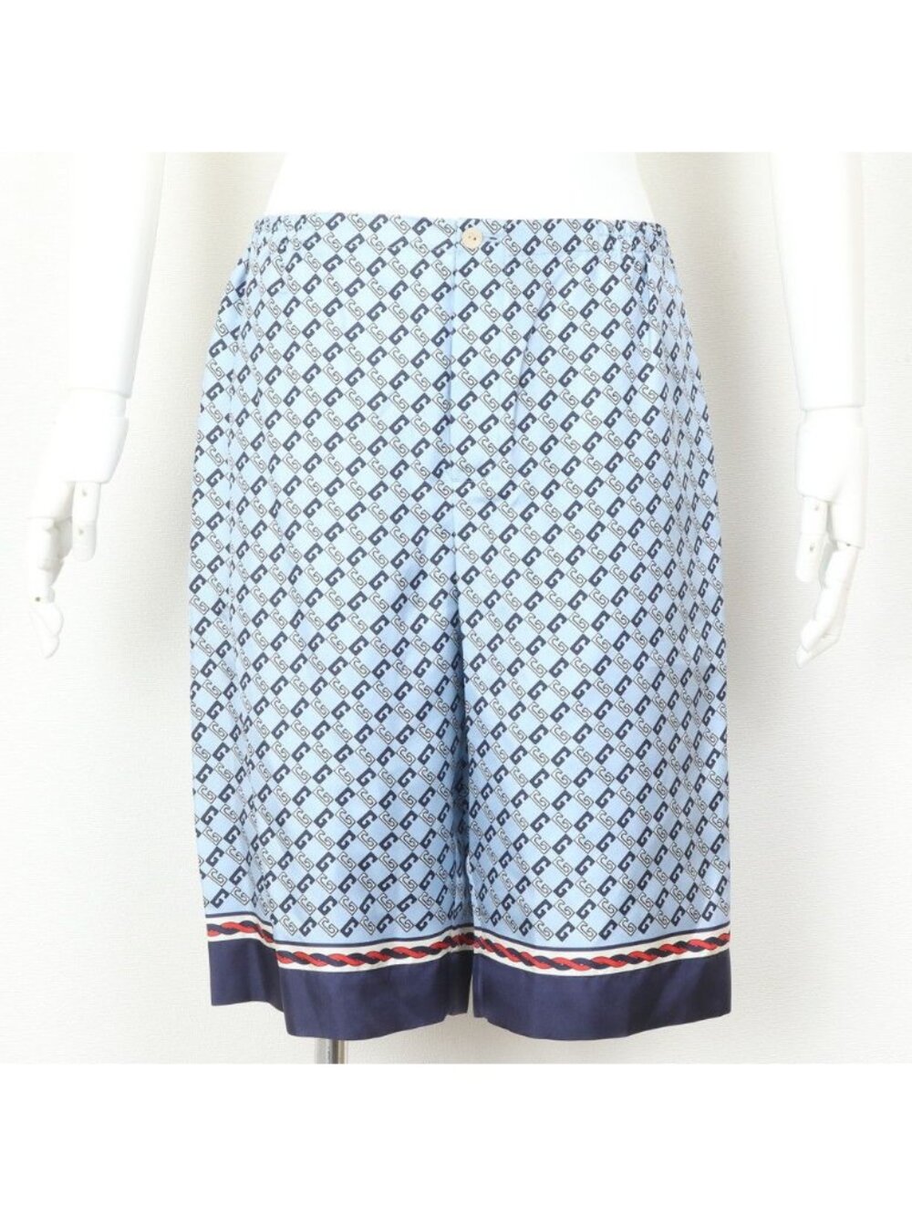 Gucci All Over Print Silk 100% Short Blue 50